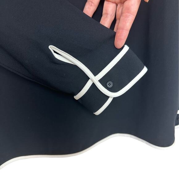 Black long sleeve Talbots dress shirt with lines collar and cuffs side zip - Picture 4 of 6